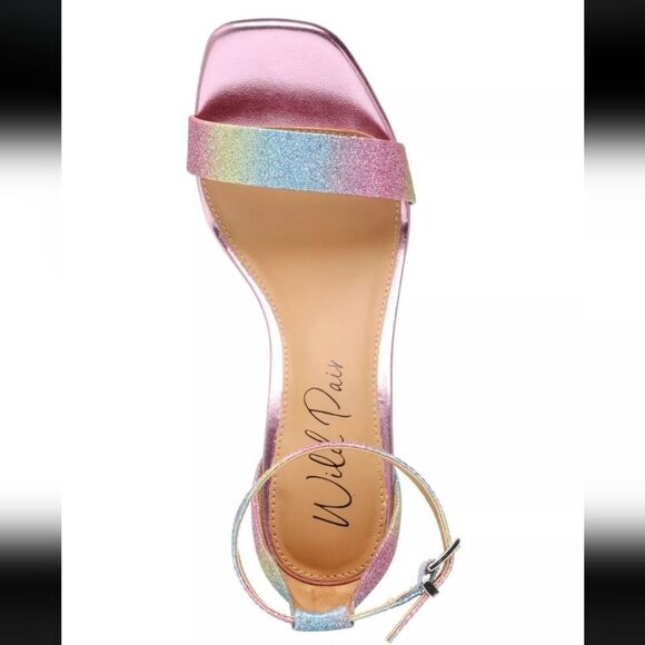 WILD PAIR BETHIE2 RAINBOW GLITTER BREATHABLE BESTIE SQUARE TOE SANDAL - Picture 9 of 16